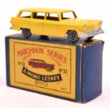 Matchbox Series No.31 Ford Station Wagon. In deep yellow with metal wheels and black base, no tow
