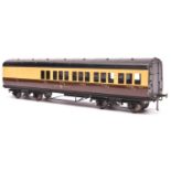 An O Gauge Exley K5 type GWR Brake Third suburban coach. 3335, in Chocolate and Cream livery. GC-