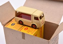 5 Dinky Toys Electric Dairy Vans. 2x Express Dairy (490), one in cream/red livery and one in light