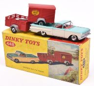 Dinky Toys Chevrolet Pick-Up & Trailers (448). Chevrolet in turquoise and ivory with red interior.