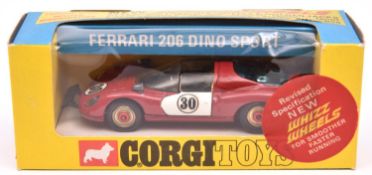 Corgi Whizzwheels 'Red Spot' Ferrari 206 Dino (344). In red with white doors, black interior and