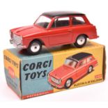 Corgi Toys Austin Mechanical A40 Saloon (216M). An example in red with black roof, smooth spun