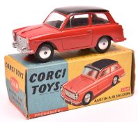 Corgi Toys Austin Mechanical A40 Saloon (216M). An example in red with black roof, smooth spun