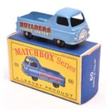 Matchbox Series No.60 Morris J2 Pick-Up. In mid blue with Builders Supply Company decals to sides,