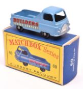 Matchbox Series No.60 Morris J2 Pick-Up. In mid blue with Builders Supply Company decals to sides,