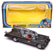 Corgi Toys Batmobile (267). 3rd type in gloss black with the thinner Whizzwheels, with towing