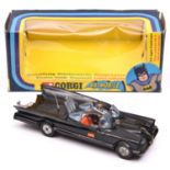 Corgi Toys Batmobile (267). 3rd type in gloss black with the thinner Whizzwheels, with towing