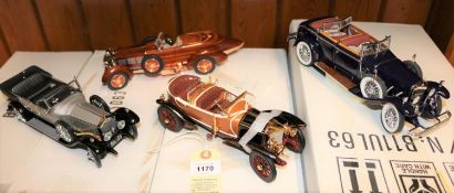 4 Franklin Mint vehicles. 1911 Mercedes 37/90 hp Skiff with Labourdette Coachwork. In brown. 1925