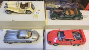 4 Franklin Mint vehicles. 189 Ferrari F40. In red. 1954 Mercedes-Benz 300SL. In silver. 1938 Alvis