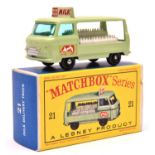 Matchbox Series No.21 Commer Bottle Float/Milk Delivery Truck. In pale green with green windows,
