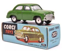 Corgi Toys Mechanical Morris Cowley Saloon (202M). An example in dark green with smooth spun