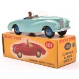 Dinky Toys Sunbeam Alpine Sports (101). 'Touring' example in light blue with dark blue interior,