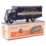 Dinky Supertoys Guy Van 'Lyons' (514). In dark blue livery, with grey band, mid blue wheels and