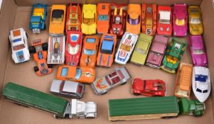 30 loose Matchbox Superfast etc including etc, 2 articulated trucks- Peterbilt Interstate trucking