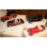 4 Franklin Mint vehicles. 1935 Mercedes-Benz 770K Grosser. In red. Mercedes-Benz 500K Special