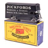 Matchbox Series No.46 Pickfords Removal Van. A scarce example in dark blue with white roller shutter