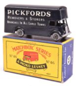 Matchbox Series No.46 Pickfords Removal Van. A scarce example in dark blue with white roller shutter