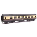 An O Gauge Exley K5 type GWR Full Third corridor coach. 8588, in Chocolate and Cream livery. GC-VGC,