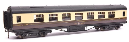 An O Gauge Exley K5 type GWR Full Third corridor coach. 8588, in Chocolate and Cream livery. GC-VGC,