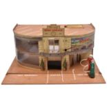 1950's Tri-ang Toys 2 Story Garage and Showroom. Hardboard construction with printed detailing, with