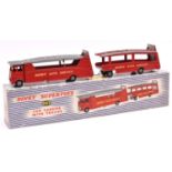 Dinky Supertoys Car Carrier With Trailer (983). In red with grey decks and 'Dinky Auto Service' to
