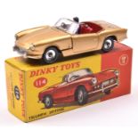 Dinky Toys Triumph Spitfire (114). An example in metallic gold with red interior, 'Tiger in Tank'