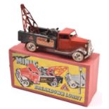 Tri-ang Minic tinplate clockwork Breakdown Lorry 48M. 1930's example. Red normal control cab with