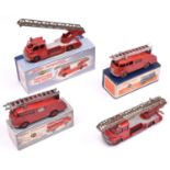 4 Dinky Toys / Supertoys. 2x Commer Fire Engine (555). 2x Bedford Turntable Fire Escape (965). All