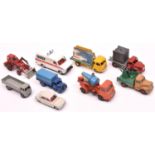 9 Dinky Toys. Albion Chieftain Cement Mixer. Austin Covered Wagon. Leyland Forward Control Lorry .