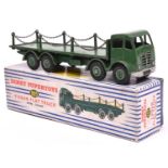 Dinky Supertoys Foden Flat Truck with Chains (905). In dark green with mid green wheels. Boxed, some