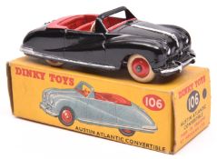 Dinky Toys Austin Atlantic Convertible (106). An example in black with red interior and red wheels