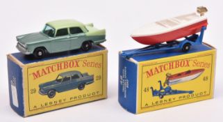 2 Matchbox Series. No.29 Austin A55 Cambridge in two tone green with with green glazing, black