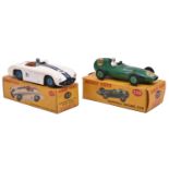 2 Dinky Toys Racing Cars. Cunningham C-5R Road Racer (133). In white with dark blue twin racing