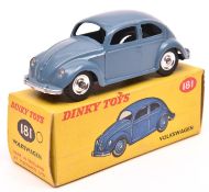 A late issue Dinky Toys Volkswagen (181). An example in RAF style blue, with spun wheels and black
