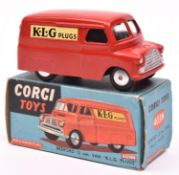 Corgi Toys Mechanical Bedford 12CWT Van 'KLG' Plugs (403M). An example in bright red with 'K.L.G.