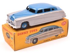Dinky Toys Hudson Commodore Sedan (171). High line example in mid blue and light grey, with mid blue