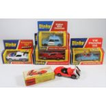 5 Dinky Toys Cars. Fiat Abarth 2000 (202) in florescent orange. Triumph TR7 Rally (207) in white,