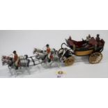 A Britains lead Open Landau Royal coach (from set no.4902). Coach with 5 figures and 4 horses. QGC-