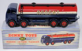 Dinky Supertoys Foden 14-Ton Tanker REGENT (942). In dark blue, red and white livery, red wheels and