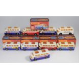 9 Matchbox Superfast No.65 Airport Coach. 6 in metallic blue and white livery, with Lufthansa,