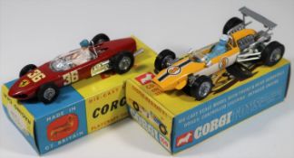 2 Corgi Toys single seat racing cars. Cooper-Maserati F/1 Driver Controlled Steering (159). In