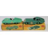 2 Dinky Toys Racing Cars. Bristol 450 Sports Coupe (163). In dark green, RN27, with mid green