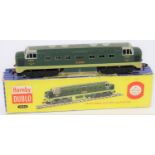 A Hornby Dublo 3-rail BR Deltic Diesel-electric Co-Co locomotive (3234). St. Paddy D9001, in two-