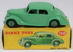 Dinky Toys Riley Saloon (40A/158). An example in light green with mid green wheels and black