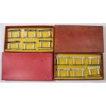 2 Pre-War Hornby Series 'O' gauge Railway Accessories Sets. No.8 line side signs- 6- SHUT OFF STEAM,