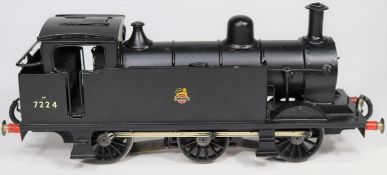 An O gauge finescale brass kit built BR Class 3F 0-6-0T locomotive. In unlined black livery, 7224. A