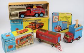 3 Corgi/Major Toys. Chipperfield's Circus Crane Truck (1121). In red, yellow and light blue