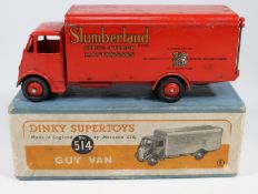 A Dinky Supertoys Guy van, Slumberland (514). In Slumberland red livery. Boxed, some wear/damage.
