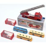 6 Dinky Toys. Bedford Turntable Fire Escape (956). With windows. In red with silver painted