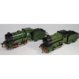 2 Hornby O Gauge 0-4-0 clockwork tender locomotives. Both in lined dark green LNER livery, RN1842